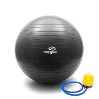 Meglio - 55cm Anti-Burst Gym Ball Home Fitness, Yoga, Pilates, Core Strength. Antenatal and Postnatal Workouts (Black)